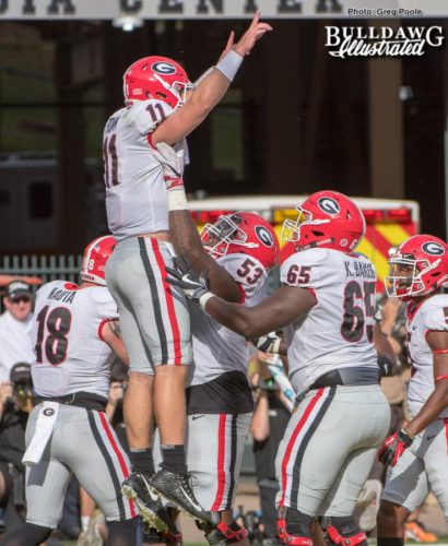 Jake Fromm gets the traditional touchdown lift – 2017 Season Photo Rewind: Tennessee